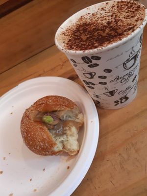 Vegan pistachio bomba at Wani Vegan Bakery in Rome