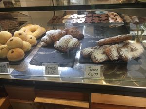 Some of the pastries of the day at Wani Vegan Bakery in Rome