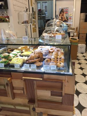 Delicious food display  at Wani Vegan Bakery in Rome