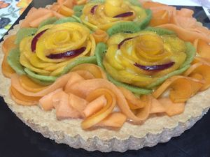 Fruit tart with lemon cream at Wani Vegan Bakery in Rome