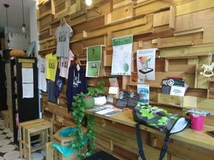 The inside on the right wall at Wani Vegan Bakery in Rome