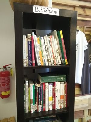 Their books at Wani Vegan Bakery in Rome