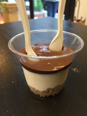 No-cheesecake with hazelnut and chocolate cream... soooo yummy  at Wani Vegan Bakery in Rome