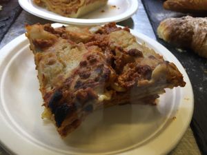 Sunday special: vegan lasagna with ragout at Wani Vegan Bakery in Rome