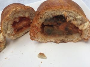 Vegan hotdog and panzer otto at Wani Vegan Bakery in Rome