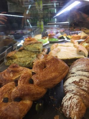 Food display at Wani Vegan Bakery in Rome