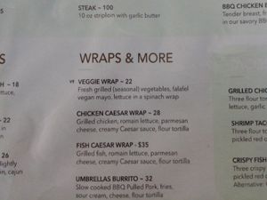 Veggie wrap is vegan at Umbrellas Beach Bar in St Georges