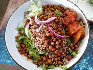 Nourish Bowl. This was the best! at Umbrellas Beach Bar in St Georges
