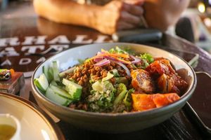 quinoa bowl at Umbrellas Beach Bar in St Georges