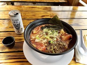 Vegan Shoyu red with sake!   at Kinboshi Ramen in Portland