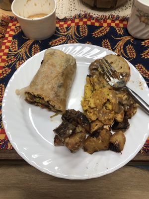Vegan scramble and vegan breakfast burrito  at The Hazel Room in Portland