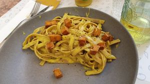 Carbonara veg at Black Sheep Raw • Vegan Lab & Bistrot in Trento