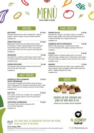 new menù at Black Sheep Raw • Vegan Lab & Bistrot in Trento