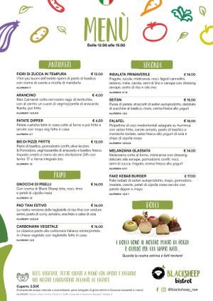 new menù at Black Sheep Raw • Vegan Lab & Bistrot in Trento