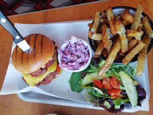 Burger and chips at Eat Me in Scarborough