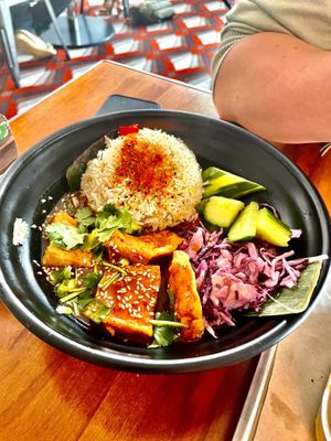 Spicy Asian Vegan Donburi Rice Bowl £13  at Eat Me in Scarborough