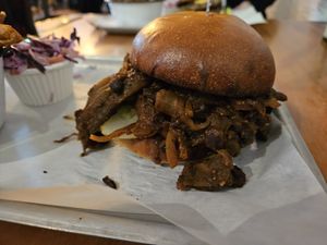 Jan 2025 special - bag aubergine and black bean burger at Eat Me in Scarborough
