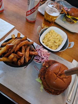 Nutty bean burger and vegan mac n cheese upgrade at Eat Me in Scarborough