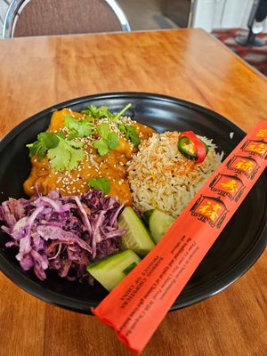 Satay tofu donburi at Eat Me in Scarborough
