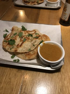A must! Roti starter with a curry dip at Eat Me in Scarborough