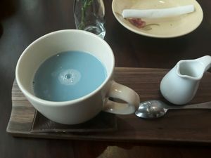 Lavender latte at Pi Vegetarian Bistro in Ho Chi Minh City