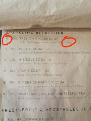 Careful about honey in the vegan dishes. at Pi Vegetarian Bistro in Ho Chi Minh City