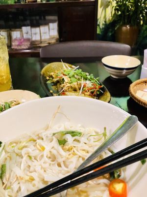 Vegan pho & eggplant salad  at Pi Vegetarian Bistro in Ho Chi Minh City