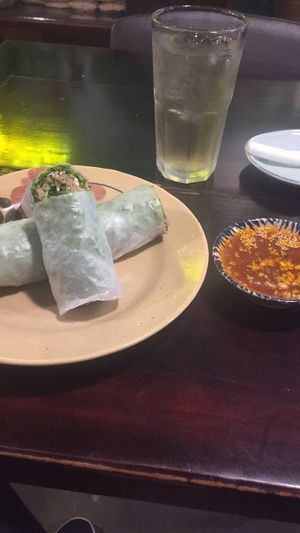 Veggie spring rolls and tamarind sauce 90k at Pi Vegetarian Bistro in Ho Chi Minh City