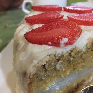 lemon and ginger cake with coconut icing  at Daniela - Creative Vegan Cuisine in Los Cristianos
