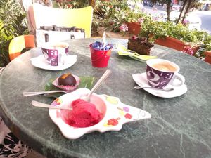 table with all vegan items at Ice Cream Saloon Clio in Nessebar