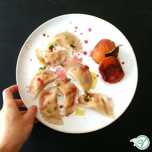 Ravioli au fromage bleu at Végétalise-toi in Paris