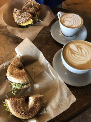 vegan tequila sandwich + oat milk latte at Pavement Coffeehouse - Gainsborough St in Boston