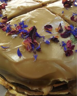 sticky toffee vegan cake at Qupi Cafe and Bistro in Edinburgh
