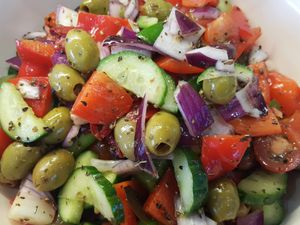 Greek salad at Qupi Cafe and Bistro in Edinburgh