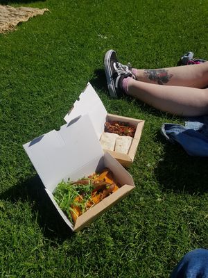 Sweet potato salad and falafel wrap. at Qupi Cafe and Bistro in Edinburgh