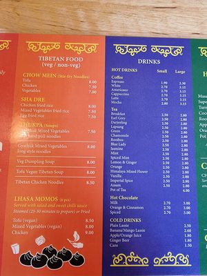 menu 2 at Himalaya Cafe in Edinburgh