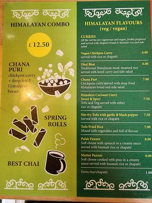 menu 1 at Himalaya Cafe in Edinburgh