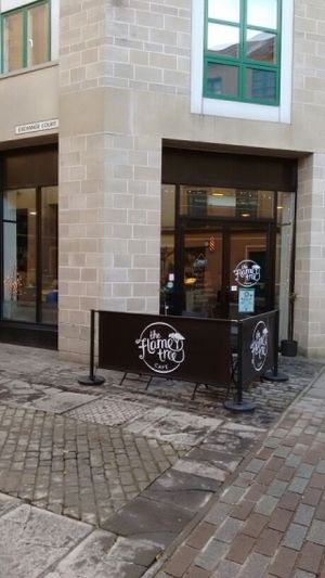 outside at The Flame Tree Cafe in Dundee