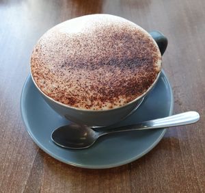 Oat milk cappuccino at The Flame Tree Cafe in Dundee