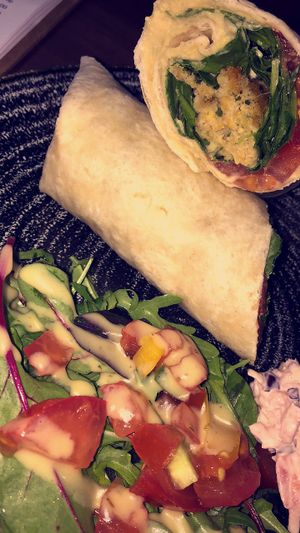 Flaffel wrap with salad at The Flame Tree Cafe in Dundee