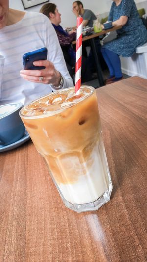 iced coconut milk latte at The Flame Tree Cafe in Dundee