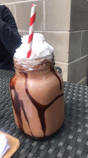 Vegan mint chocolate frappe  at The Flame Tree Cafe in Dundee