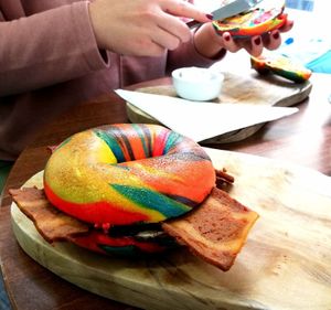 Rainbow bagels 🌈 at The Flame Tree Cafe in Dundee