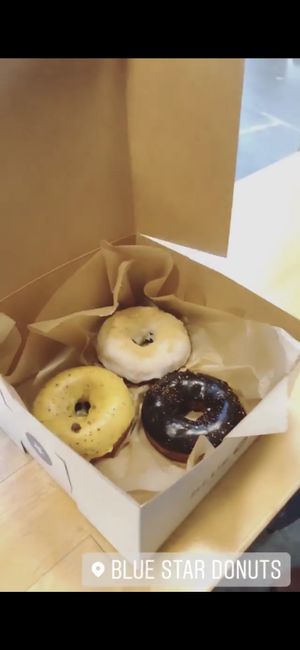 Passion Fruit & Vanilla Cake, Apple Brandy Crumble, and Mexican Hot Chocolate at Blue Star Donuts  - SE Division in Portland