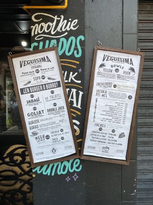 Menu at Veguisima in Mexico City