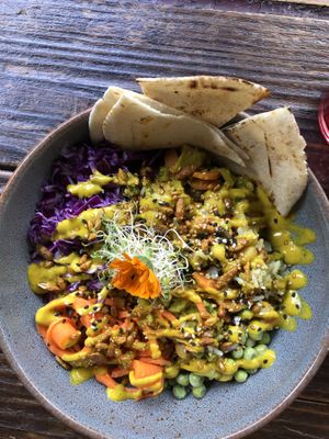 Yellow rice bowl  at Veguisima in Mexico City