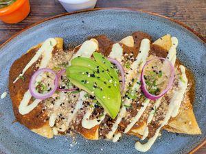 Enchiladas at Veguisima in Mexico City
