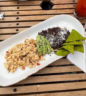 Vegan tofu scramble   at Veguisima in Mexico City