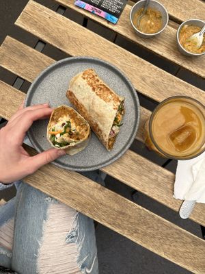 Cheesy vegan burrito  at Veguisima in Mexico City