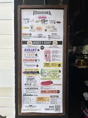 Menu  at Veguisima in Mexico City